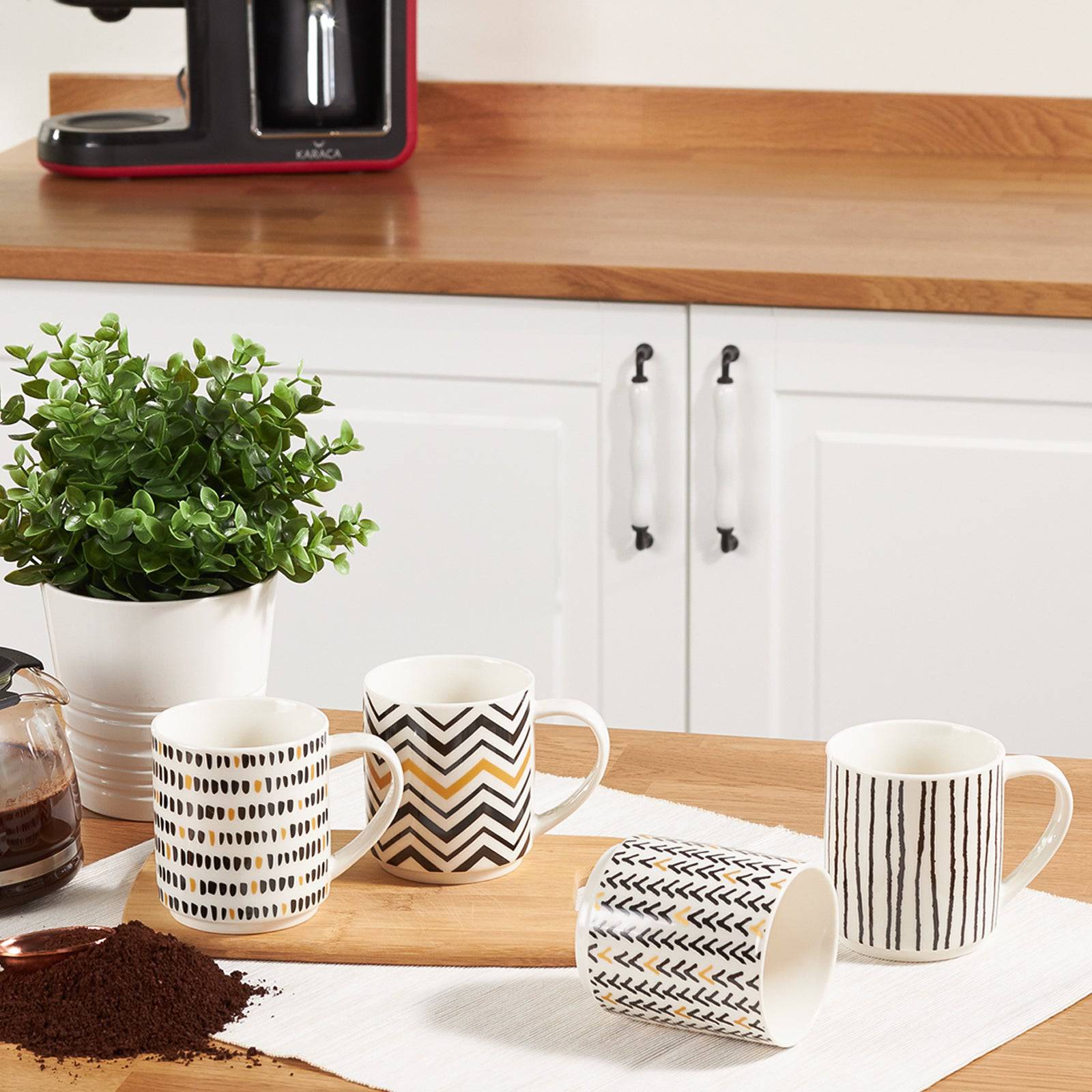 Karaca Nomar 5 Piece Stand Porcelain Mug / Mug Set 153.03.07.7746 - Mugs - ebarza Furniture UAE | Shop Modern Furniture in Abu Dhabi & Dubai - مفروشات ايبازرا في الامارات | تسوق اثاث عصري وديكورات مميزة في دبي وابوظبي