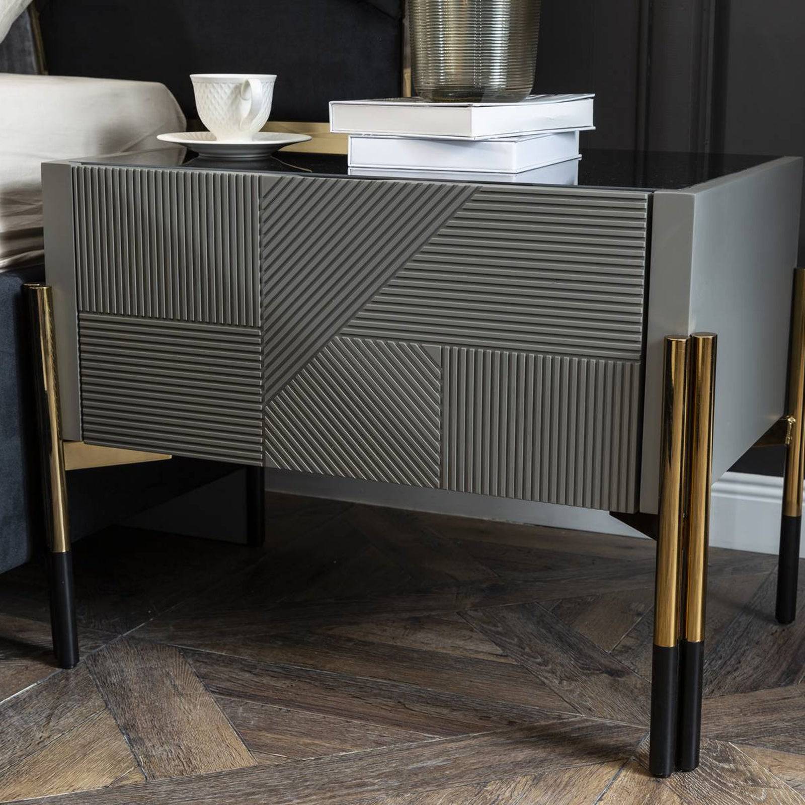 2X Grey Bedside Tables  Diva022-Table -  Bedside Tables - ebarza Furniture UAE | Shop Modern Furniture in Abu Dhabi & Dubai - مفروشات ايبازرا في الامارات | تسوق اثاث عصري وديكورات مميزة في دبي وابوظبي