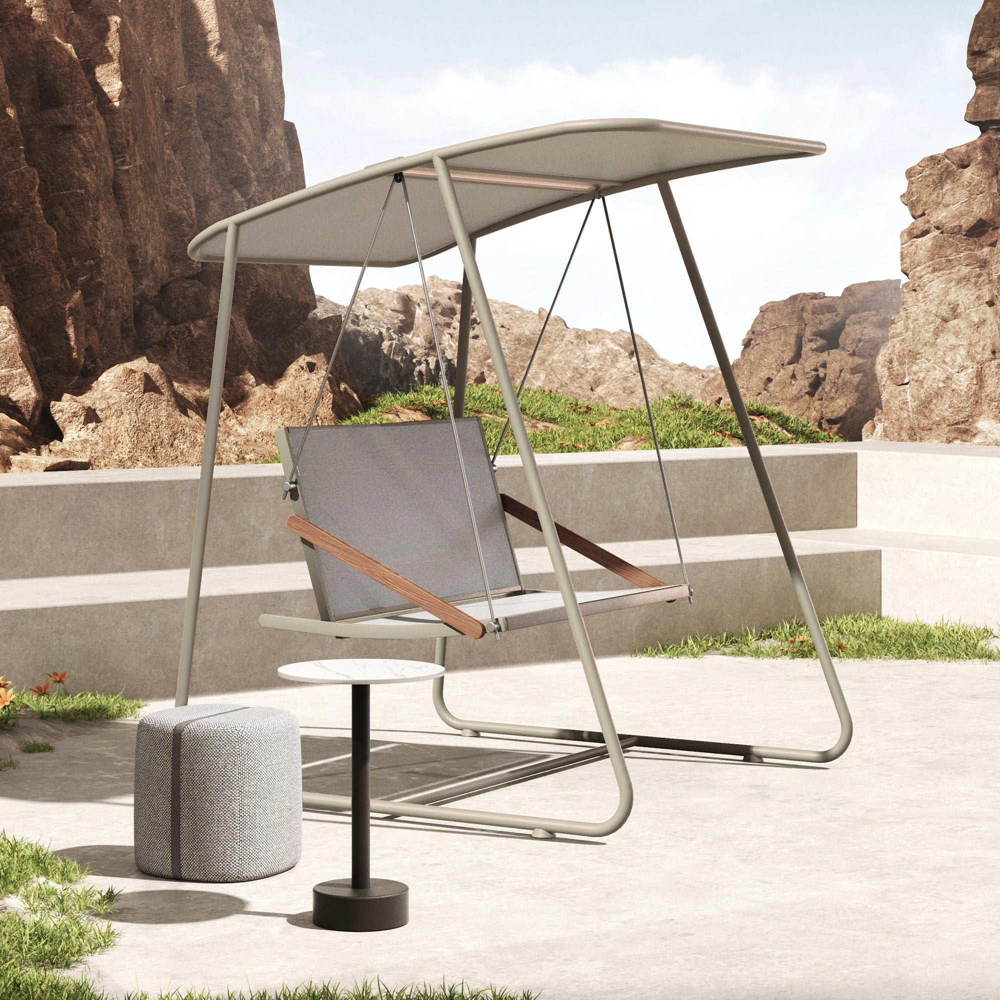 Gardenia Outdoor Double Chair Swing - KP8704N56TEX -  Outdoor Chairs - ebarza Furniture UAE | Shop Modern Furniture in Abu Dhabi & Dubai - مفروشات ايبازرا في الامارات | تسوق اثاث عصري وديكورات مميزة في دبي وابوظبي