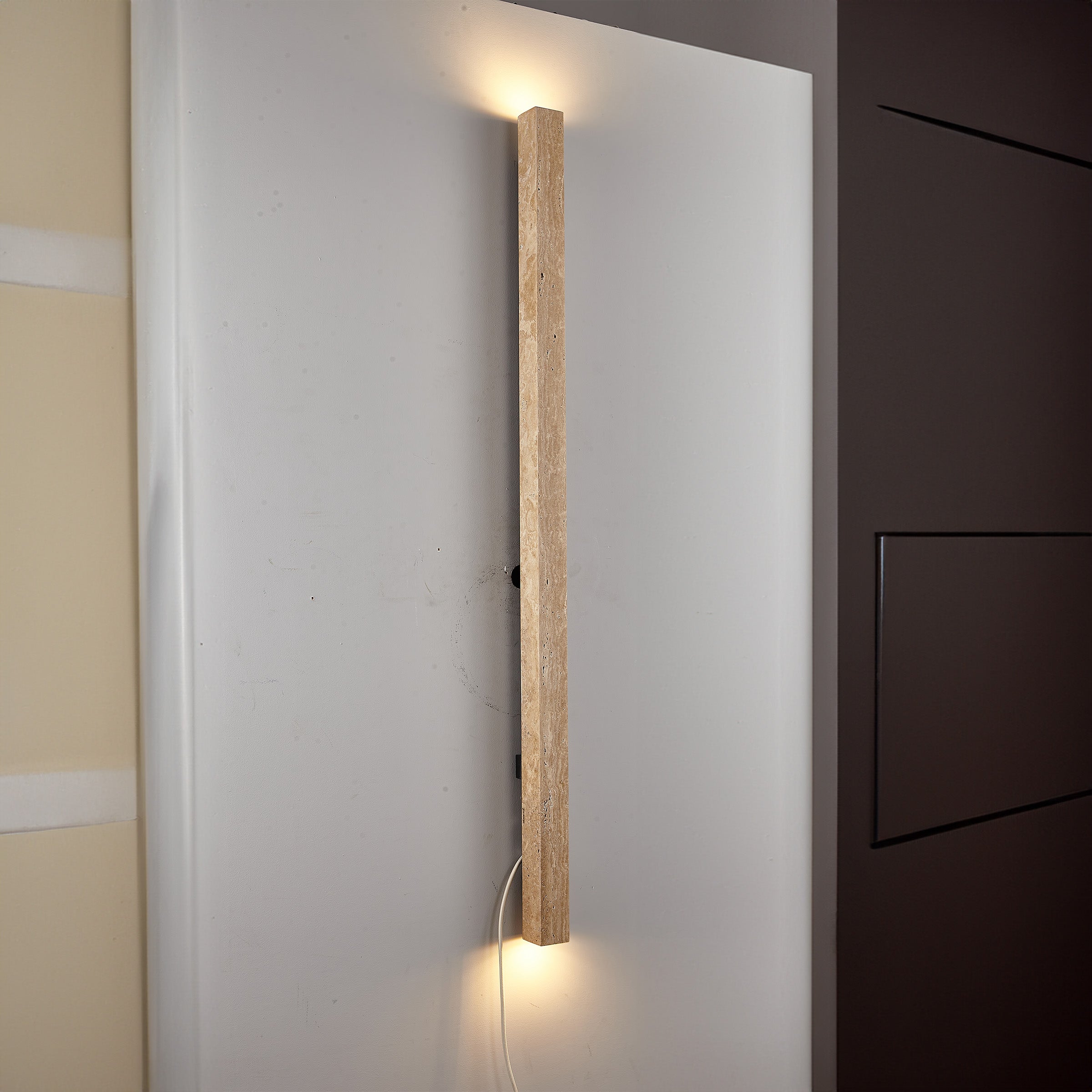 Beige Natural Travertine Marble  Wall Lamp 60020-3W -  Wall Lamps - ebarza Furniture UAE | Shop Modern Furniture in Abu Dhabi & Dubai - مفروشات ايبازرا في الامارات | تسوق اثاث عصري وديكورات مميزة في دبي وابوظبي