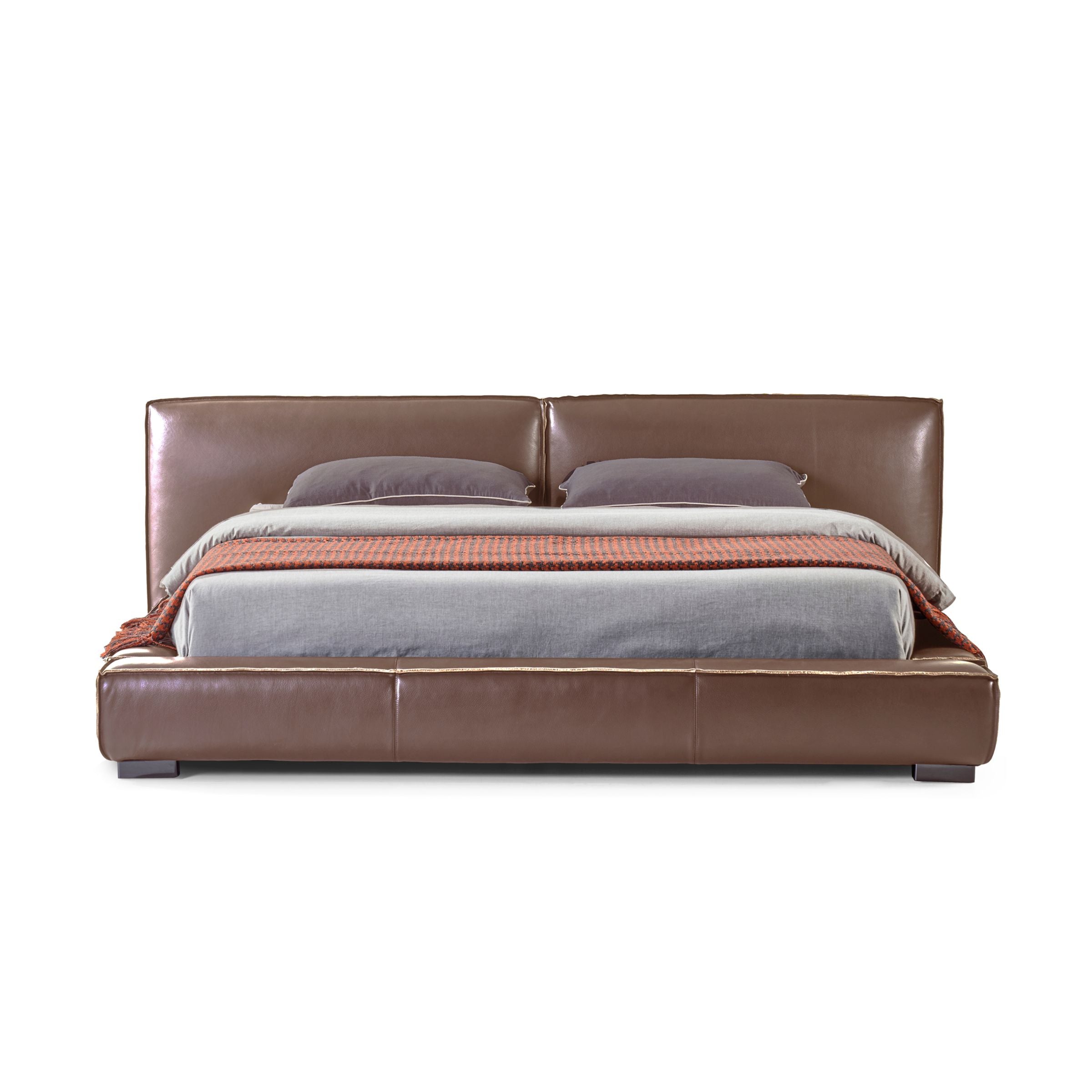 New Melano Bed Wooden Frame Full Leather B023 -  Bedsteads - ebarza Furniture UAE | Shop Modern Furniture in Abu Dhabi & Dubai - مفروشات ايبازرا في الامارات | تسوق اثاث عصري وديكورات مميزة في دبي وابوظبي