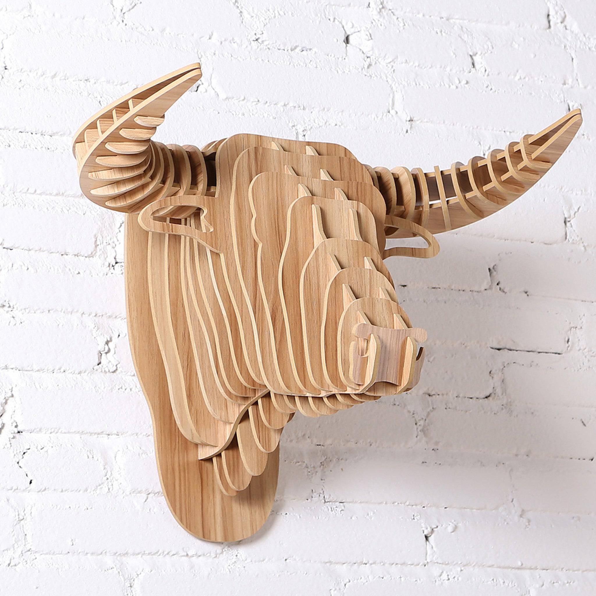 Art Home Bull Wall Decoration Wood Crafts (Medium) Wdp014Mn -  Shelves - ebarza Furniture UAE | Shop Modern Furniture in Abu Dhabi & Dubai - مفروشات ايبازرا في الامارات | تسوق اثاث عصري وديكورات مميزة في دبي وابوظبي
