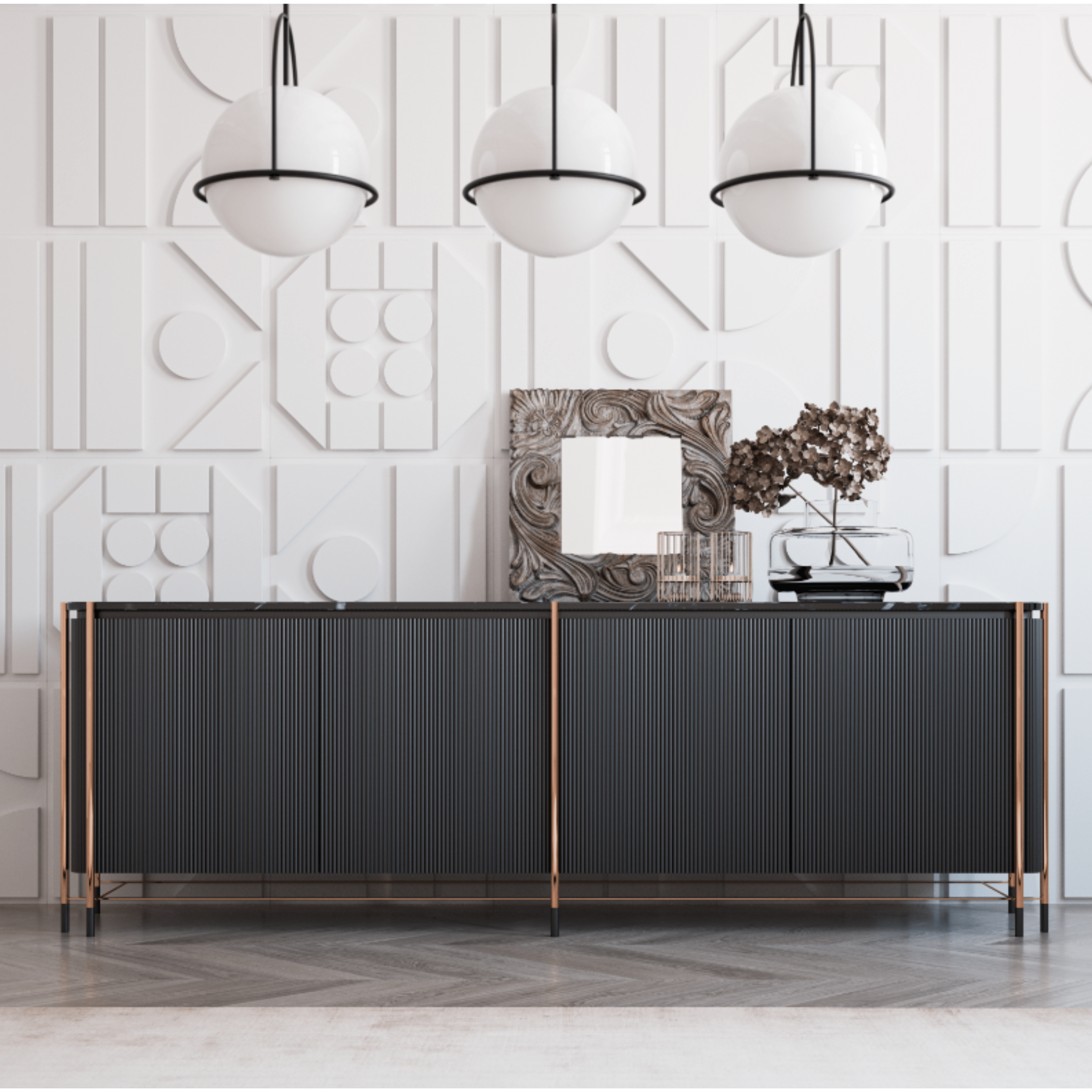 Dali Sideboard with Marble Top Dali-Side -  Sideboards - ebarza Furniture UAE | Shop Modern Furniture in Abu Dhabi & Dubai - مفروشات ايبازرا في الامارات | تسوق اثاث عصري وديكورات مميزة في دبي وابوظبي