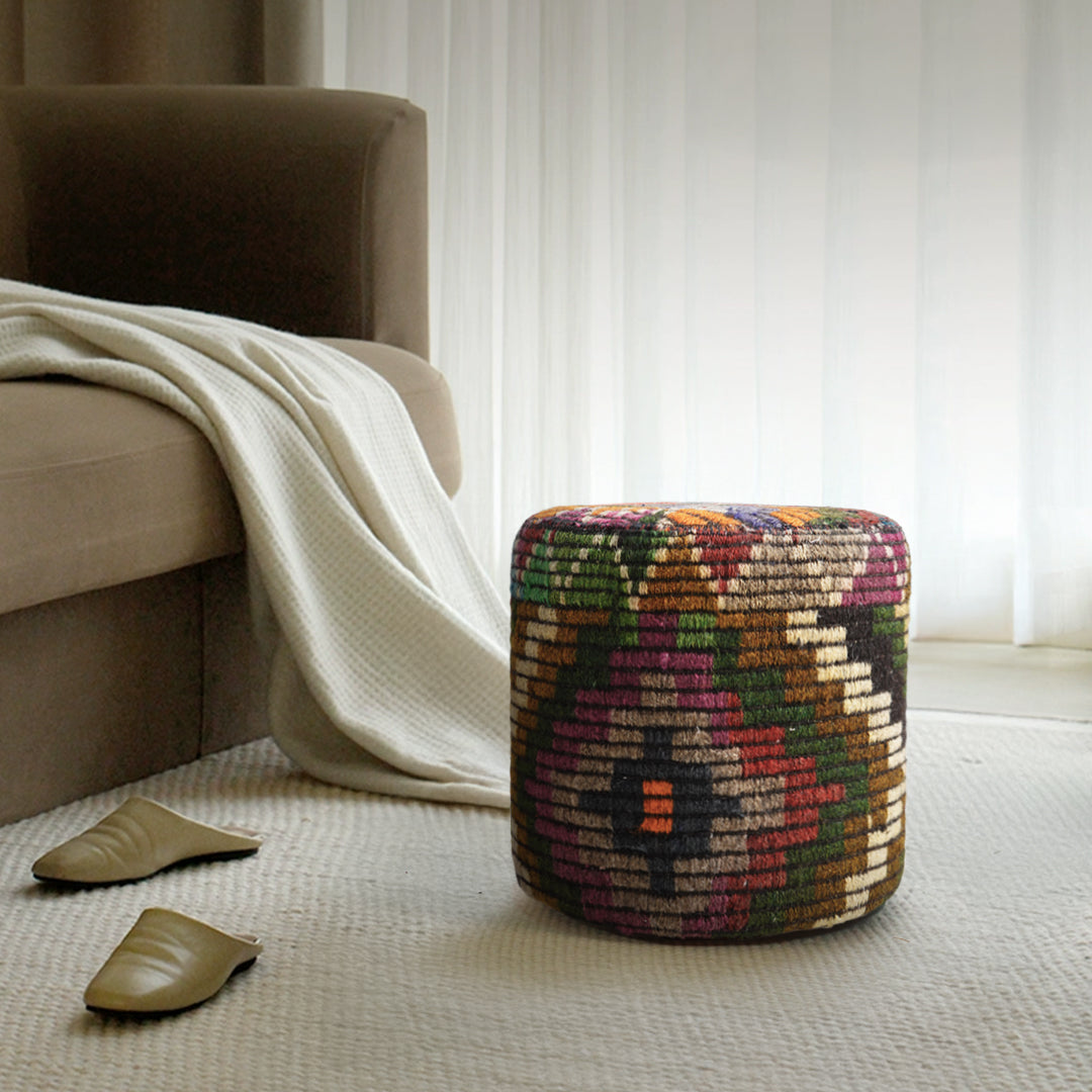 Anatolian Patchwork Style Pouf P4 -  Poufs - ebarza Furniture UAE | Shop Modern Furniture in Abu Dhabi & Dubai - مفروشات ايبازرا في الامارات | تسوق اثاث عصري وديكورات مميزة في دبي وابوظبي
