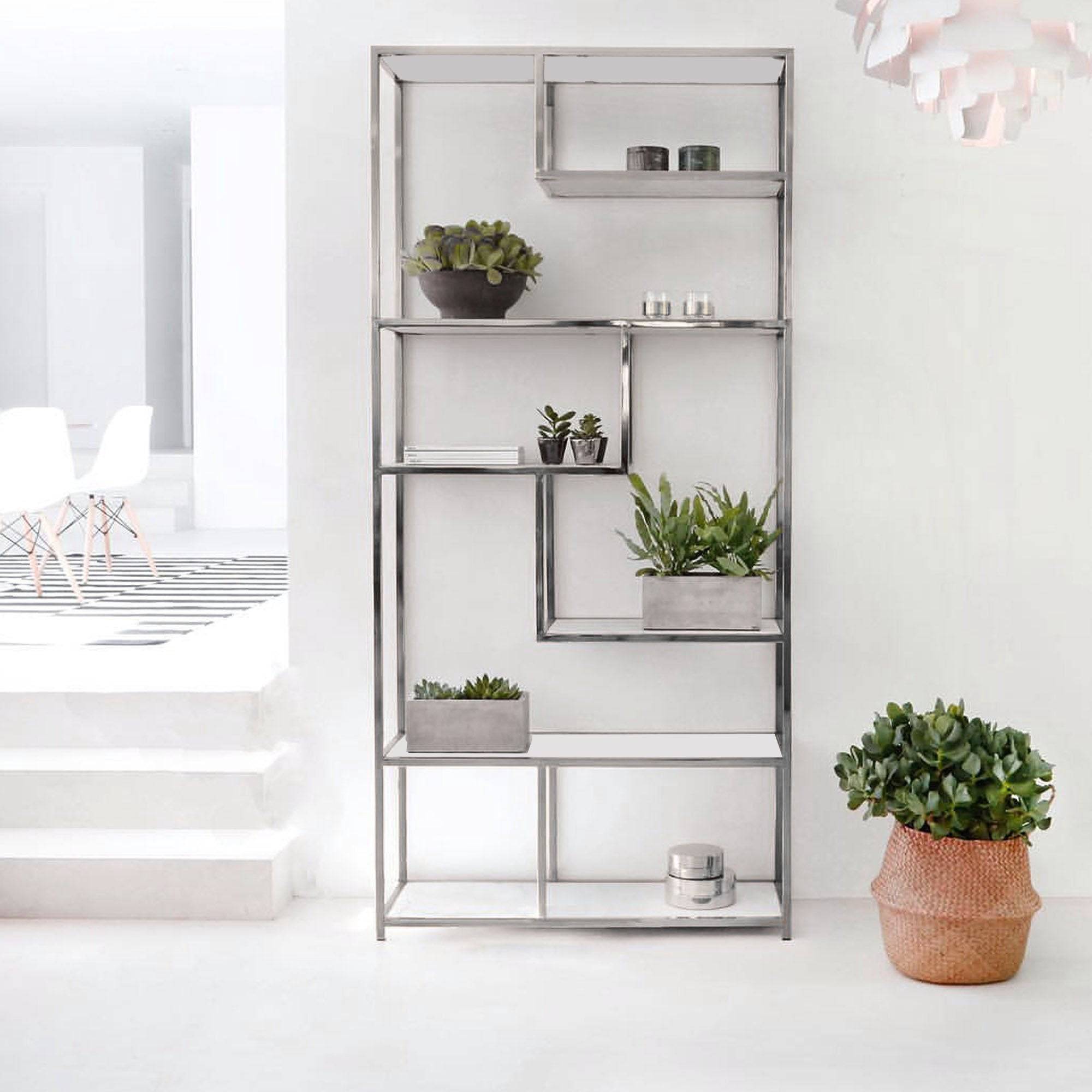 Stainless Bookcase Ae001-M-C-Tg-336 -  Bookcases - ebarza Furniture UAE | Shop Modern Furniture in Abu Dhabi & Dubai - مفروشات ايبازرا في الامارات | تسوق اثاث عصري وديكورات مميزة في دبي وابوظبي