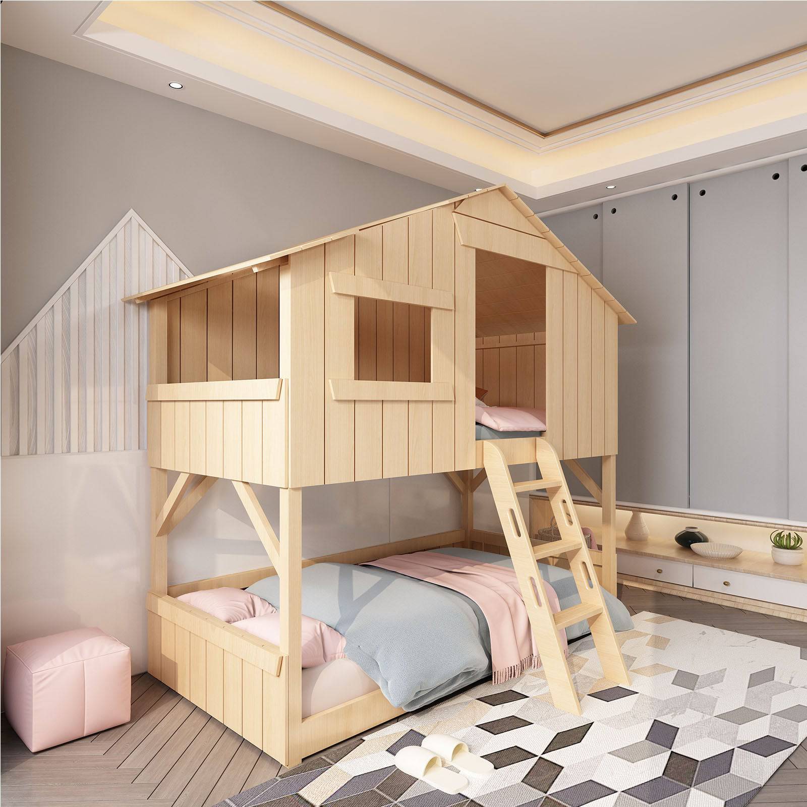 Tree Double Kids Bed Et-C004-N -  Kids Beds - ebarza Furniture UAE | Shop Modern Furniture in Abu Dhabi & Dubai - مفروشات ايبازرا في الامارات | تسوق اثاث عصري وديكورات مميزة في دبي وابوظبي