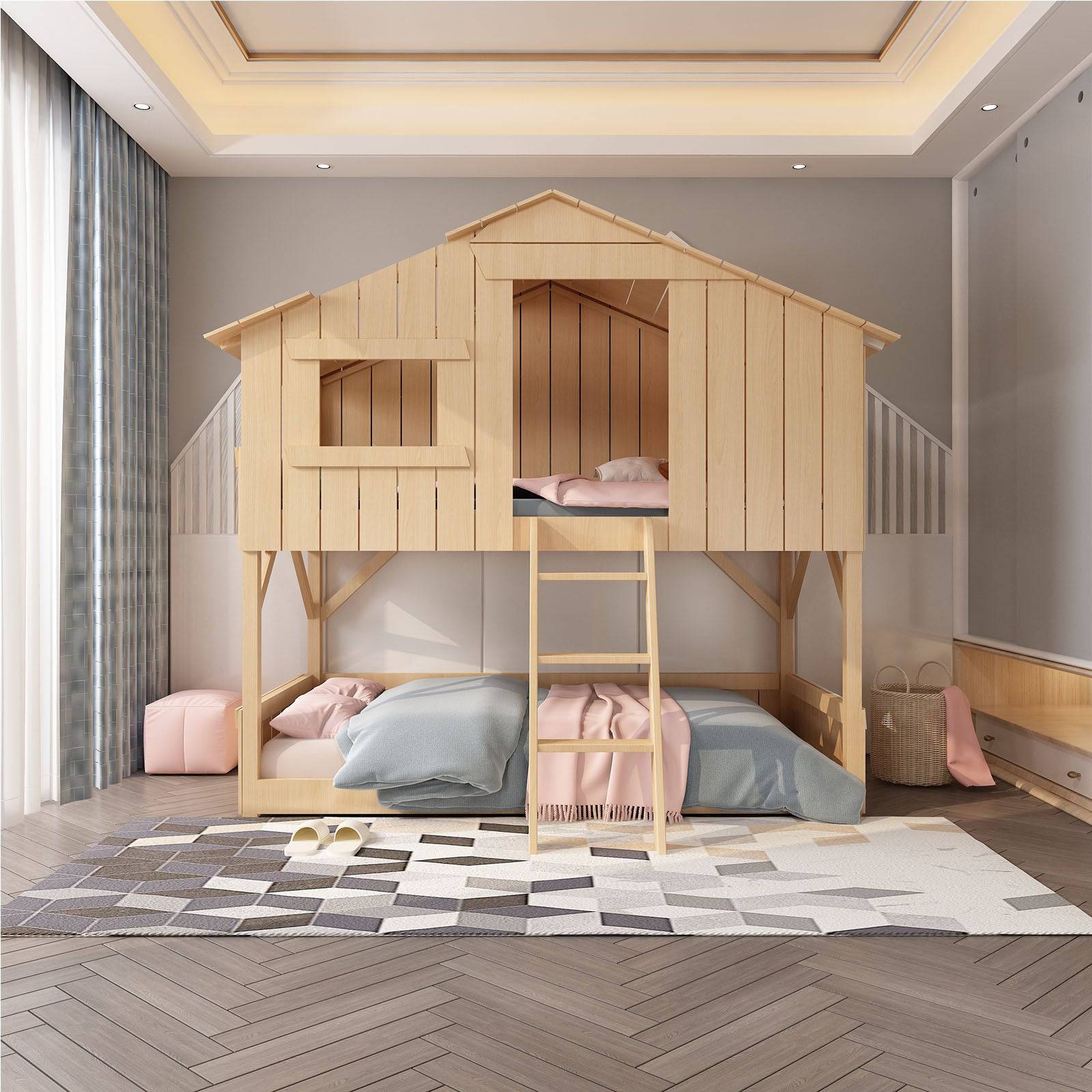 Tree Double Kids Bed Et-C004-N -  Kids Beds - ebarza Furniture UAE | Shop Modern Furniture in Abu Dhabi & Dubai - مفروشات ايبازرا في الامارات | تسوق اثاث عصري وديكورات مميزة في دبي وابوظبي