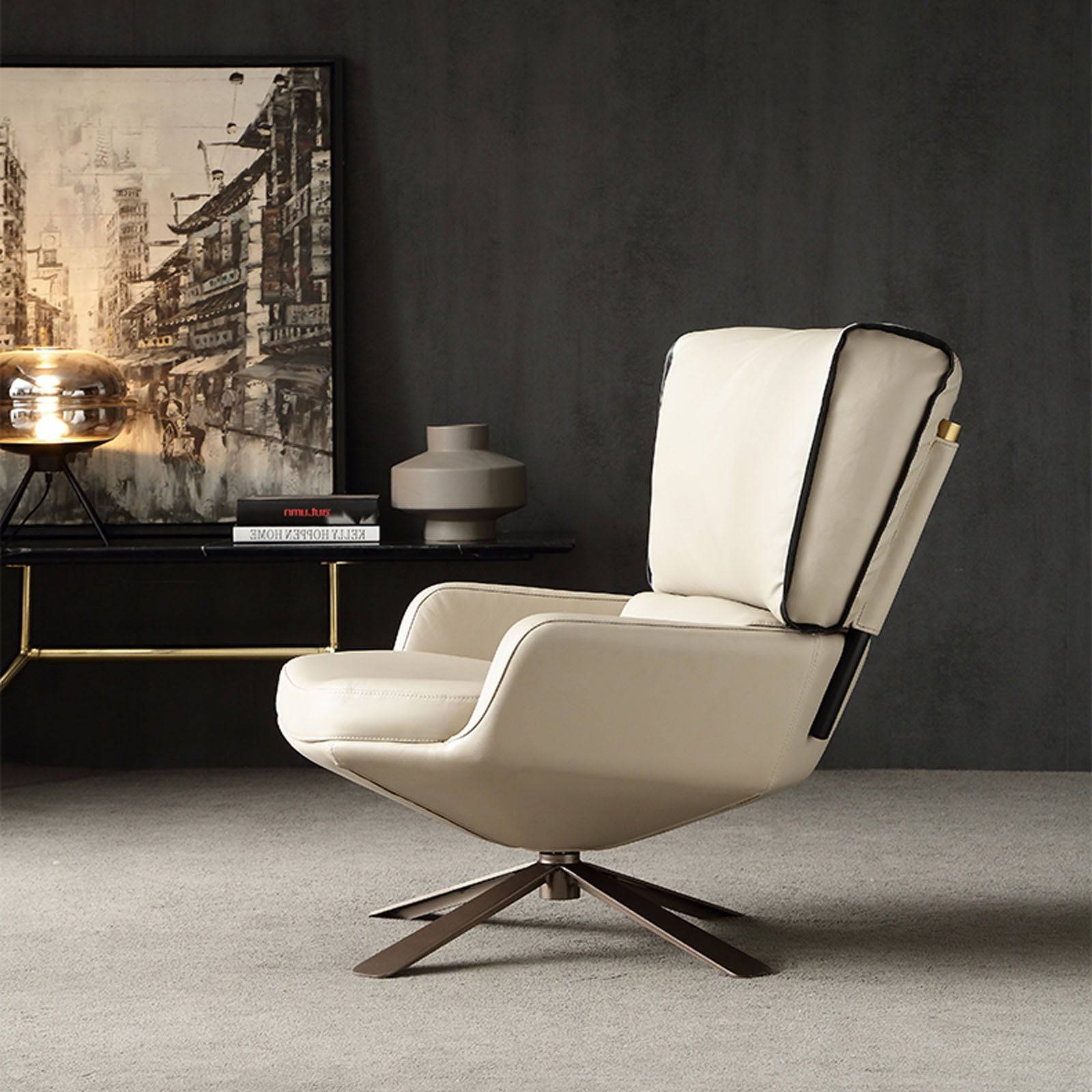 Varese Lounge Chair LC043-Beige -  Lounge Chairs - ebarza Furniture UAE | Shop Modern Furniture in Abu Dhabi & Dubai - مفروشات ايبازرا في الامارات | تسوق اثاث عصري وديكورات مميزة في دبي وابوظبي