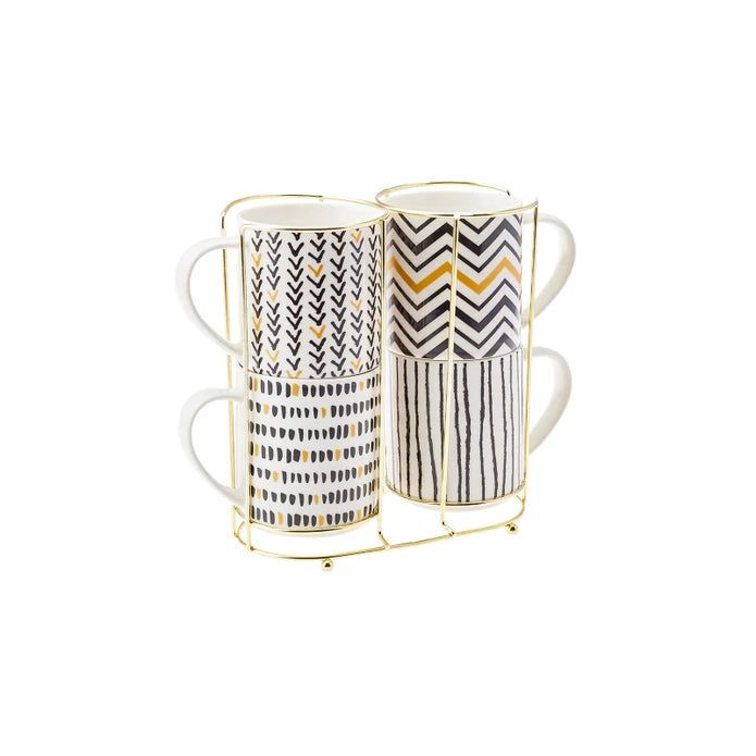 Karaca Nomar 5 Piece Stand Porcelain Mug / Mug Set 153.03.07.7746 -  Mugs - ebarza Furniture UAE | Shop Modern Furniture in Abu Dhabi & Dubai - مفروشات ايبازرا في الامارات | تسوق اثاث عصري وديكورات مميزة في دبي وابوظبي