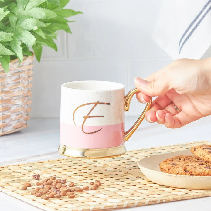 Karaca E Letter Mug 153.03.06.1612 -  Mugs - ebarza Furniture UAE | Shop Modern Furniture in Abu Dhabi & Dubai - مفروشات ايبازرا في الامارات | تسوق اثاث عصري وديكورات مميزة في دبي وابوظبي