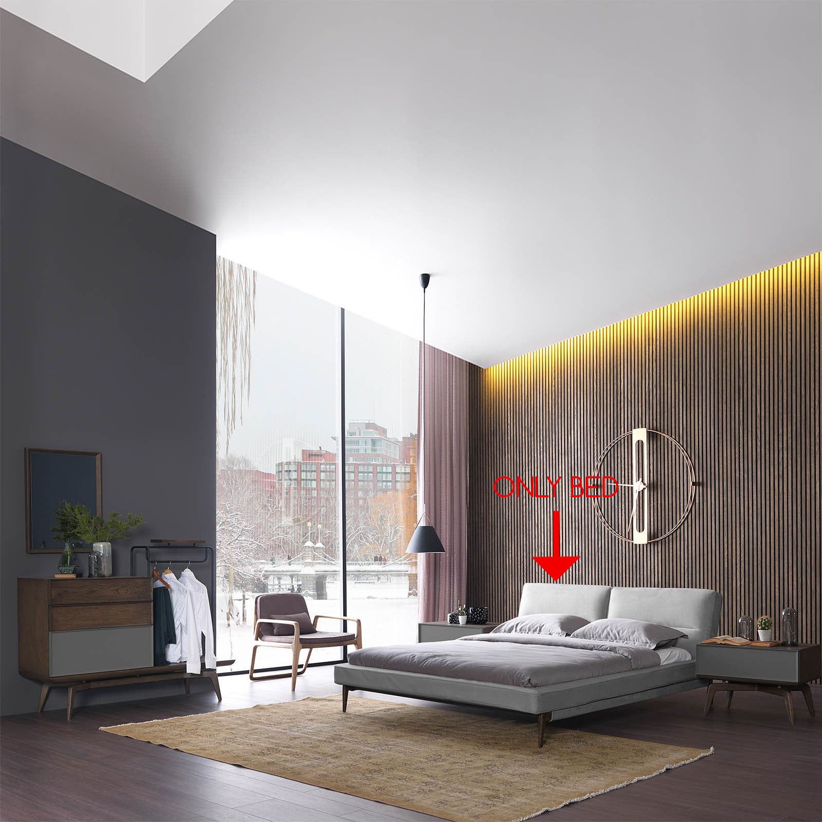 Ligna Bedstead Ligna009-Onlybed -  Bedsteads - ebarza Furniture UAE | Shop Modern Furniture in Abu Dhabi & Dubai - مفروشات ايبازرا في الامارات | تسوق اثاث عصري وديكورات مميزة في دبي وابوظبي