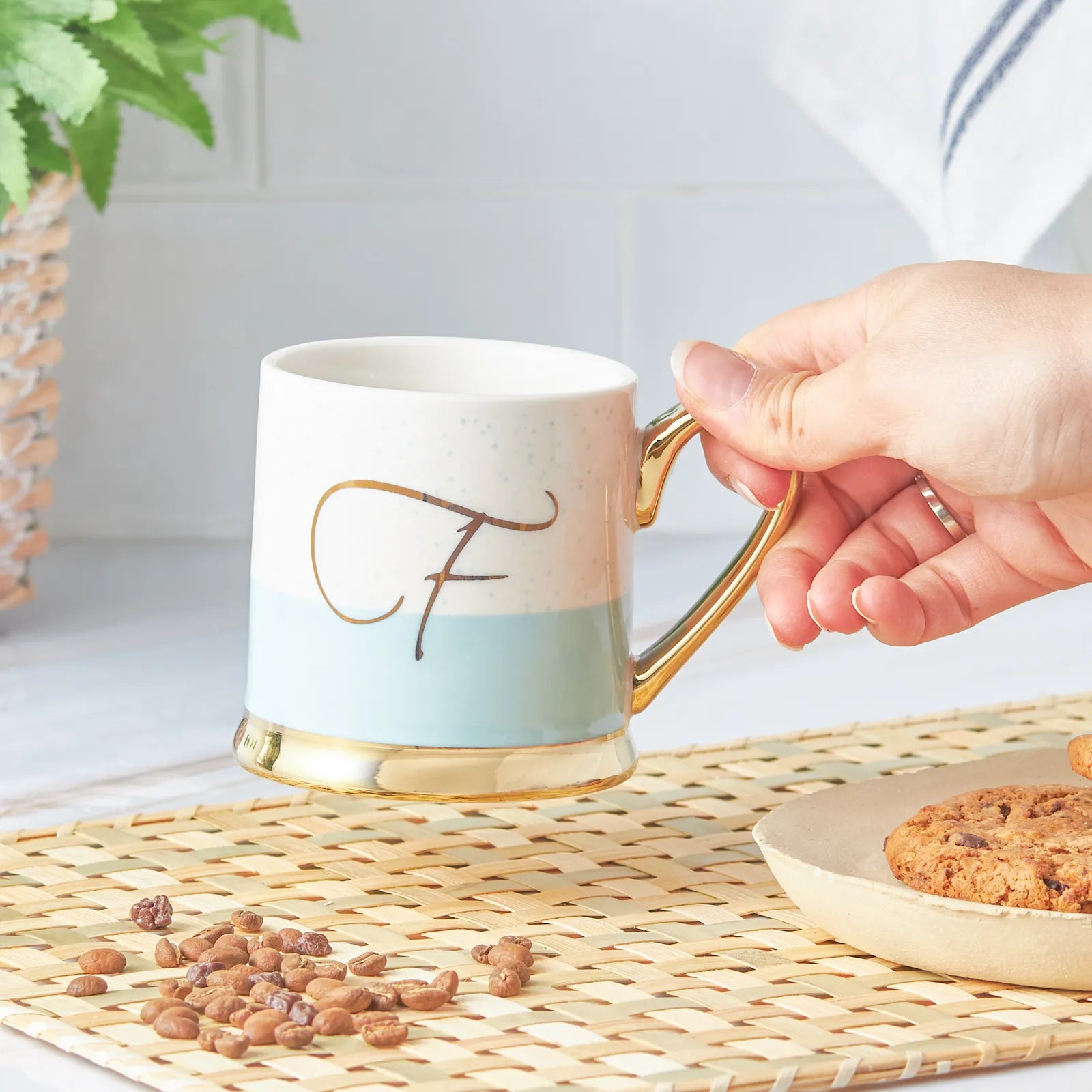 Karaca F Letter Mug 153.03.06.1613 -  Mugs - ebarza Furniture UAE | Shop Modern Furniture in Abu Dhabi & Dubai - مفروشات ايبازرا في الامارات | تسوق اثاث عصري وديكورات مميزة في دبي وابوظبي